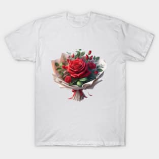 Red Roses bouquet flowers  floral T-Shirt